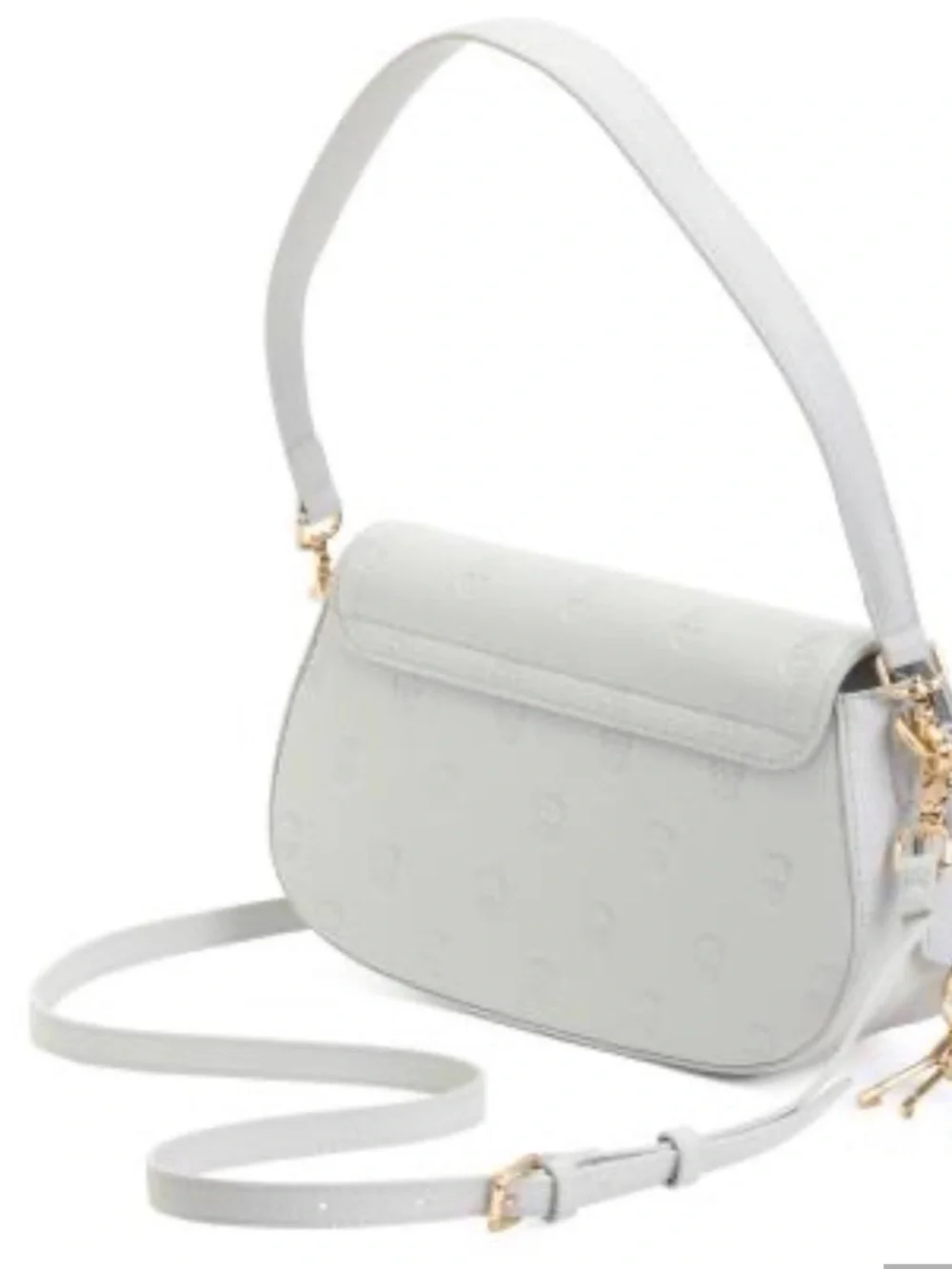 Betsey Johnson White Embossed Shoulder Bag with Gold Hardware